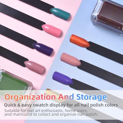 120Pcs Nail Swatch Sticks with Ring, Nail Polish Display Sticks - color: Clear,Natural,Black - 6Sets