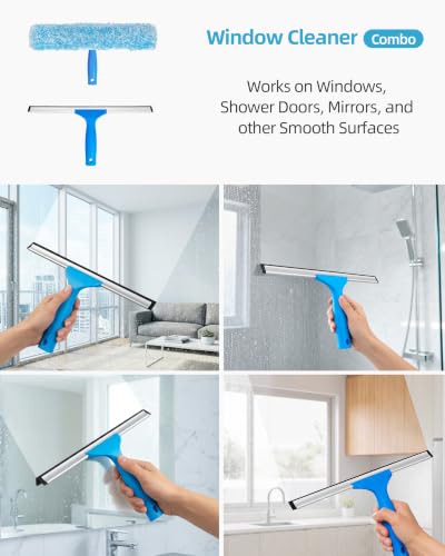MR.SIGA Professional Window Squeegee & Microfiber Window Scrubber, 14 inch - size: 14-inch