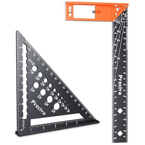 Preciva Carpenter Square Set, 7" Rafter & 12" Right Angle Ruler