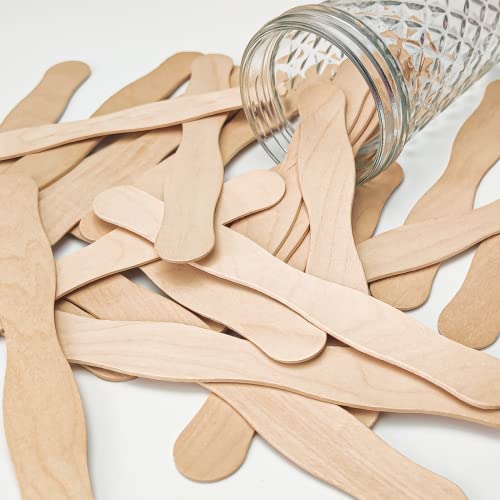 WISYOK 8 inch Craft Sticks, 50 Pack, Wavy, Wood - color: Wood, size: 50 PCS