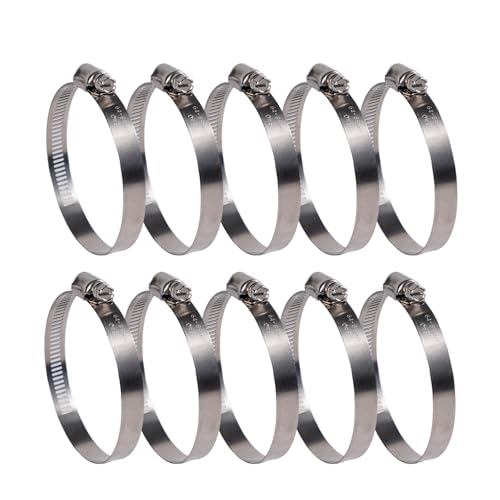 Winlong 3'' Stainless Steel Hose Clamps, 2-1/2" to 3-1/2" (64-89mm), 10PK - size: SAE#48 (2-1/2" ~ 3-1/2") 10PK