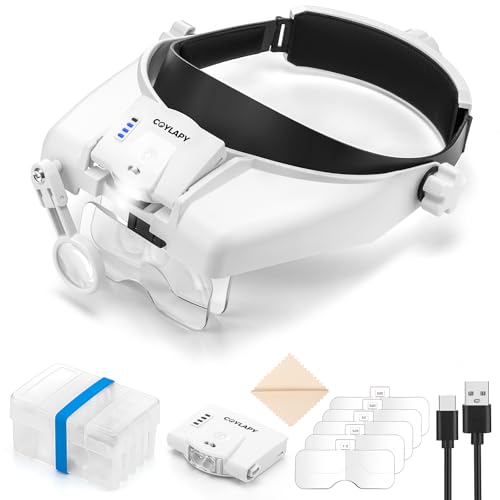 COYLAPY Magnifying Glasses with Light, 1X-14X for Crafts & Hobby - color: White