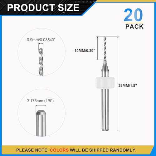 PATIKIL 20 Pack 0.9mm Micro Drill Bits Carbide Tungsten Steel - size: 0.9mm
