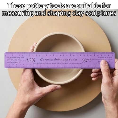 2 Set Ceramic Shrinkage Scale Ruler, Ceramic Measuring Ruler Pottery Tool for Carving Shaping Clay Sculpture Modeling, Purple