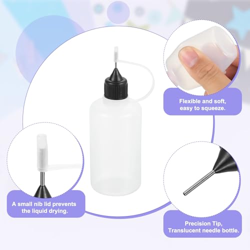 MECCANIXITY 5Pcs Needle Tip Squeeze Bottle, 50ml/1.69oz Glue Tip Applicator Bottles Plastic Liquid Glue Bottle for Paper Crafts, Painting, Oil, Ink(Black, with 5 Funnel) - color: Black, size: 50ml/1.69oz