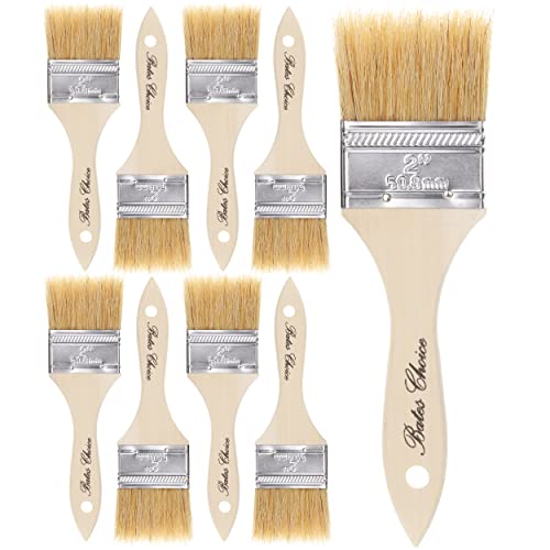 Bates- Chip Paint Brushes, 2 Inch, 9 Pack, Natural Bristle with Wood Handle - size: 2 Inch, 9 Pack