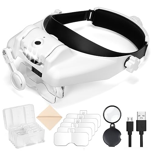 COYLAPY 1X-14X Magnifying Glass with Light & 5 Lenses for Close Work - color: White