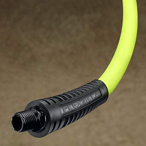 Flexzilla Air Hose, 3/8 in. x 25 ft., 1/4 in. MNPT Fittings, Heavy Duty, Lightweight, Hybrid, ZillaGreen - HFZ3825YW2
