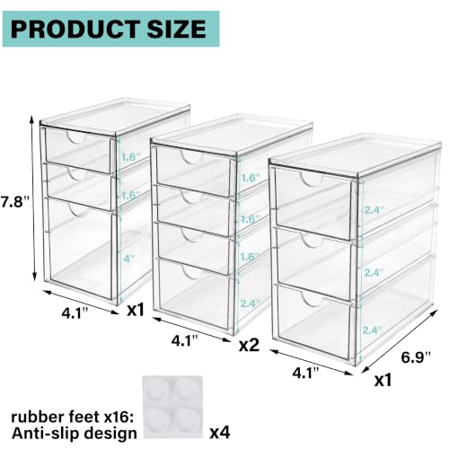 Prsildan Acrylic Desk Organizers with 14 Drawers, Stackable Makeup Storage - size: Stackable-14 Drawers