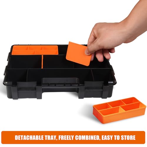 Torin AG421B Hardware & Parts Organizers: 4 Piece Versatile And Durable Storage Toolbox for Bolts, Screws, Nails, Nuts and Small Hardware, Black/Orange - size: 12 inches