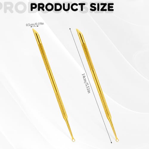 Qianyu 2Pcs Stainless Steel Cuticle Pusher - color: Gold