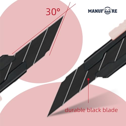 MANUFORE 5pcs 9mm Snap-off Knives with 30-Degree Precision Blade - size: 5pcs pink knife