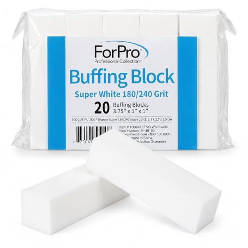 ForPro Buffing Block, 20-Count, 180/240 Grit, Super White - size: 180/240 grit