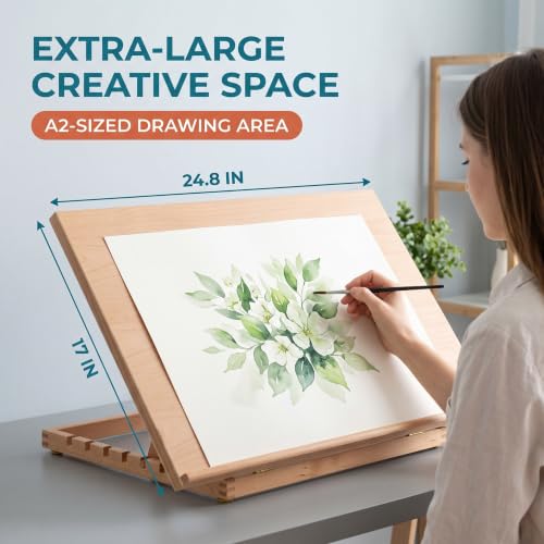 17" x 25" Extra Large Tabletop Easel, Adjustable Beechwood Desk Easel - size: 17"x25"