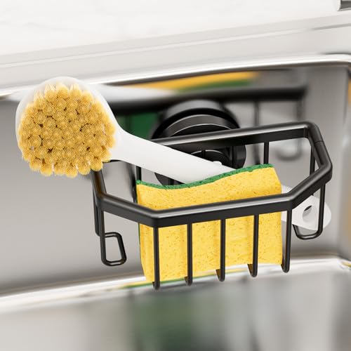 TAILI Sponge Holder for Kitchen Sink with Strong Suction Cup-Black - color: Black, size: 6.1" x 3.5"
