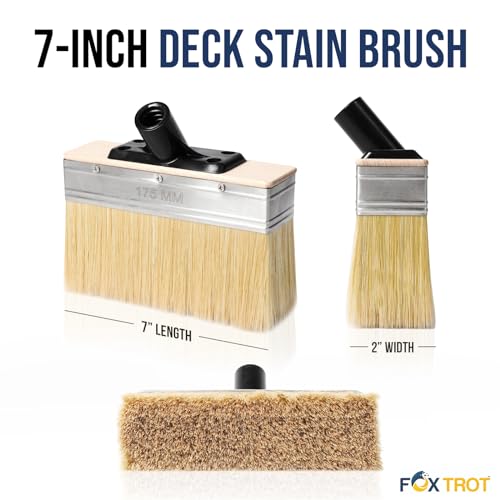 Foxtrot Deck Stain Brush 7-Inch, Stain-Brushes for Wood, Professional Grade Deck-Stain Applicator Brush, Stain and Sealer, Limewash Paint Brush, Deck Brush, Wide Paint-Brush for Staining Wood - size: 7-Inch