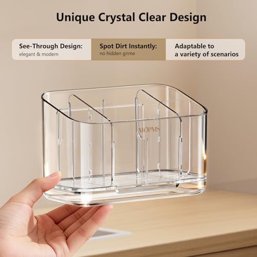 MOPMS Toothbrush Holders for Bathrooms with 5 Slots Adjustable Dividers - color: Clear