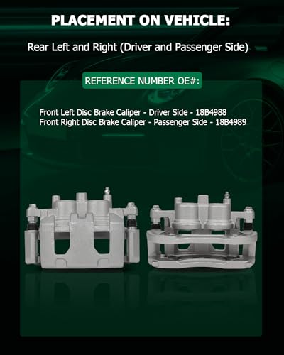 SCITOO 18B4988 18B4989 Front Left & Right Disc Brake Calipers With Bracket - size: Front[18B4988 & 18B4989 ]Silver