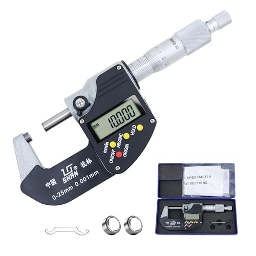 Digital Outside Micrometer, 0-1 in Range, 0.00005" Resolution, LCD Display