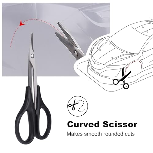 HobbyPark RC Body Reamer Curved Scissors & Straight Scissors RC Car Body Shell Lexan Plastic Trimming Tools Set (3-Pack)