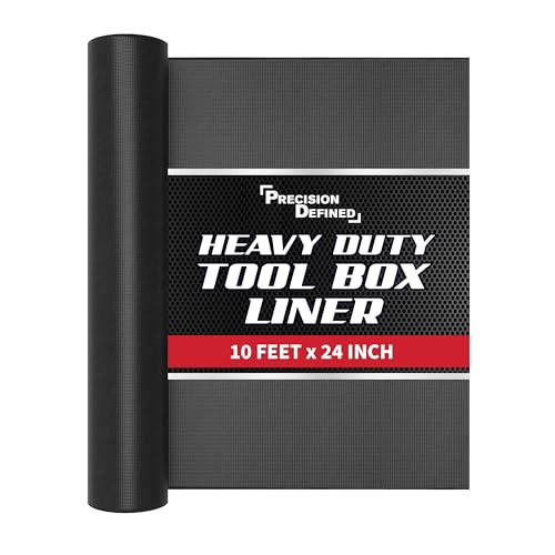 Precision Defined Tool Box Liner 10 ft x 24" Black Non Slip Mat Shelf Liner - size: 10 ft x 24"