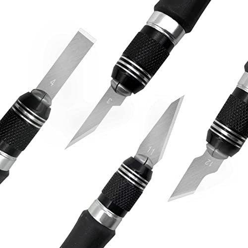 HAUTMEC Exacto Knife Set, Xacto Knife with 13 Exacto Knife Blades SK5 Craft Knife and Hobby Knife for Crafts, Arts, Modeling, Scrapbooking, Includes 1 Handle and Storage Case HT0109