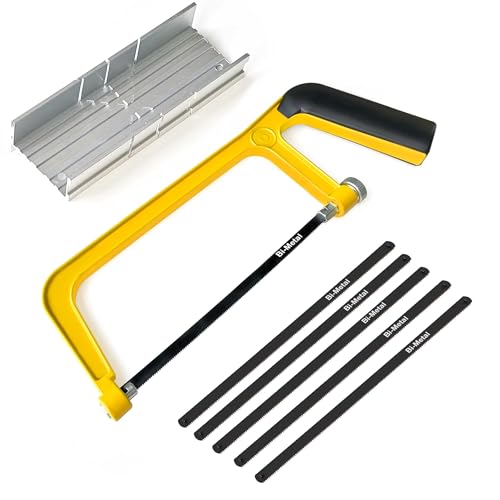 6-inch Mini Hacksaw and Miter Block Set - 150 mm Cutting Hand Saw with 5Pc Bi-metal Blades - style: Hacksaw with 5Pc blades
