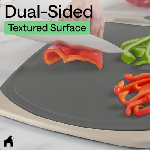 GORILLA GRIP Cutting Board Set of 3, Slip Resistant & Nonporous Gray Almond - color: Gray/Almond