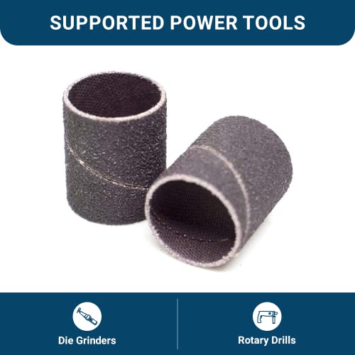 Benchmark Abrasives 3/4” x 1” Aluminum Oxide Abrasive Spiral Bands for Rotary Tools, Drum Sleeves for Sanding Deburring Blending Polishing on Metals Plastic Wood Rubber (10 Pack) - 120 Grit - style: 120 Grit