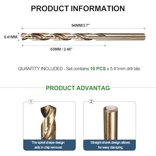 METALLIXITY Micro Drill Bit (#3) 4341 High-Speed Steel Gold 135° 10Pcs - size: #3 (5.41mm)