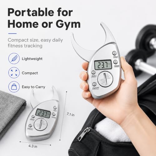 Digital Body Fat Caliper with LCD Display, Skinfold Tester and Tape Measure
