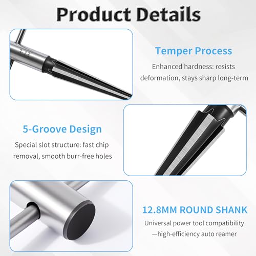 T Handle Tapered Reamer, 3-13 mm(1/8-1/2 in) - size: 3-13mm (1/8"-1/2")