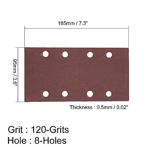 Hook and Loop Sanding Sheet Sander Sandpaper 8 Hole 120 Grit 15pcs for 1/3 Sander - size: 120Grits