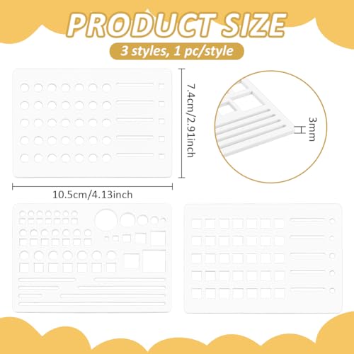 BENECREAT 3Pcs Grid Journal Stencil, Handmade Flexible Record Template, Planner Stencil for Bullet Journaling, Reusable Calendar Planners, Durable Writing & Drawing Tools - style: Rectangle