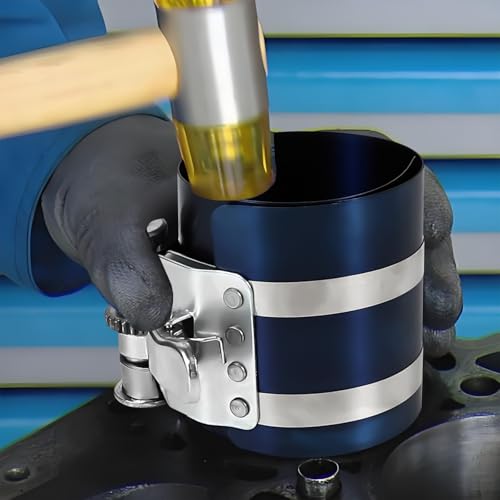 Car Engine Piston Ring Installer Removal Kit, Piston Ring Compressor with Piston Installer Plier, 2-1/8" to 6" Adjustable Size, No Damage Professional Piston Installing Tool
