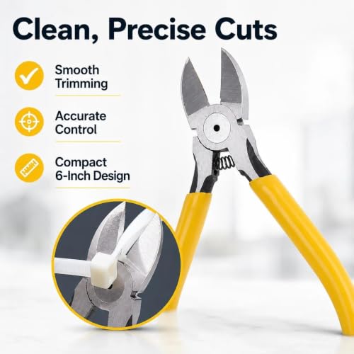 Wire Cutters Diagonal Cutting Pliers-6 Inches Cutters Spring Loaded,1pc - size: 6 inches