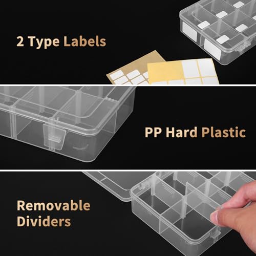 QUEFE Bead Organizer Box 2 Pack 8 Grid Plastic Tackle Box Storage Dividers - size: 2pcs