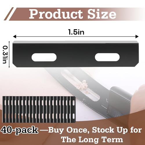 40-Pack 3002-00 Leather Skiver Replacement Blades, for 3025-00 & 3001-00