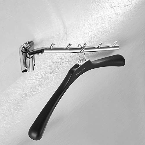 JQK Folding Clothes Hanger Rack, Stainless Steel Swing Arm Hook Holder, Clothing Hanging System Drying Closet Storage Organizer Chrome Wall Mount, SHR100-CH - color: Chrome