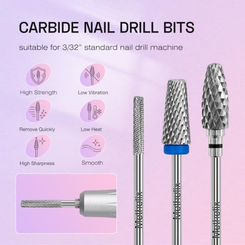 3PCS Nail Drill Bits Set for Fast Remove Acrylic Hard Gel & Cucticle Prep - color: Silver Set