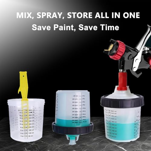 25Pcs 20oz(600ml) Disposable Paint Cups for HVLP/LVLP Automotive Spray Gun - color: 600ML & 25PCS