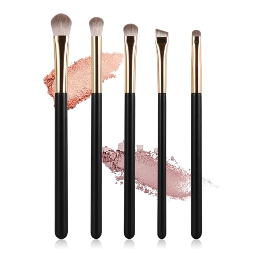 Eye Makeup Brush Set 5Pcs, Blending Eyeshadow Brushes for Beginners, Black - color: Black-5
