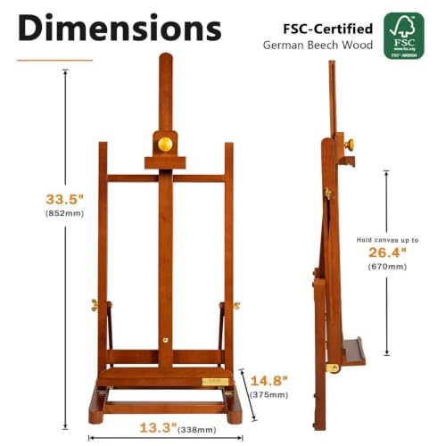 DJAR Medium Tabletop Painting Easel, Assembly-Free, Solid Beechwood, Walnut - style: Walnut