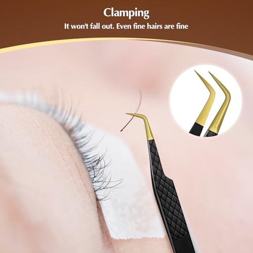 2 Pack Lash Tweezers, Professional Eyelash Tweezers, Black