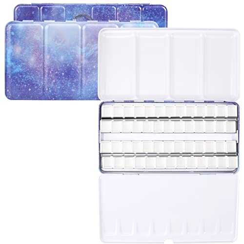 MYARTOOL Empty Watercolor Palette, Purple Empty Watercolor Tin Palette Paint Case with 48 PCS Empty Half Pans for DIY Travel Watercolor Palette, Acrylic and Oil Painting - color: Purple, size: 48 PCS Empty Half Pans