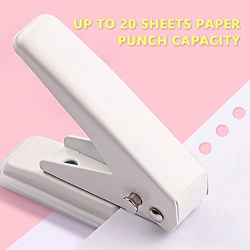 Single Hole Puncher, 1/4" Hole, 20 Sheet Capacity, Ivory White, 1 Pack - color: Ivory White