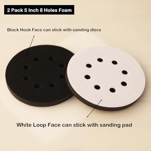 5 Inch Random Orbital Sander Replacement Pad, Replacement Compatible with Bosch ROS20 ROS20VS ROS20VSC ROS20VSK GEX12V GEX18V ROS10 with 8 Hole Hook Loop Foam & Sanding Backing Pads Sanding Discs - style: Style 2