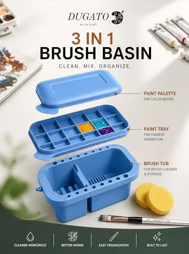 DUGATO 3-in-1 Paint Brush Cleaner, Brush Basin Washer, Blue - color: Blue