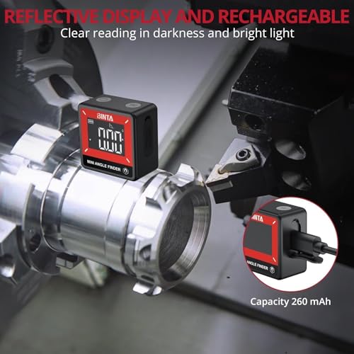 BINTA Small Digital Angle Finder Magnetic, IP54 Waterproof Dustproof Gauge - style: Black and Red