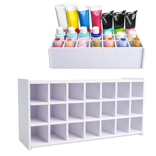 SANFURNEY Paint Storage Tray, 21 Compartment Arts and Crafts Supply Rack